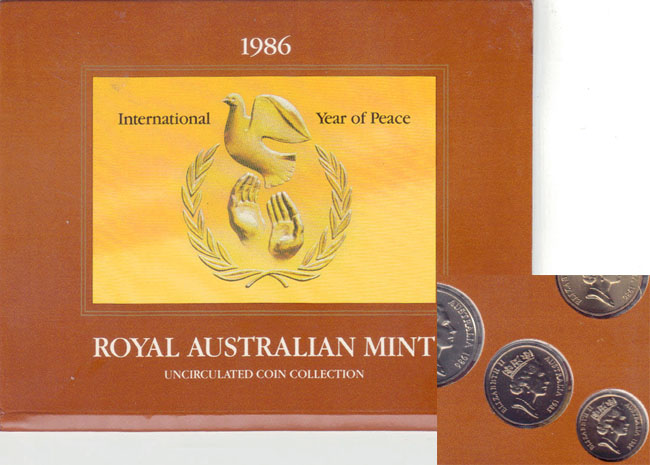 1986 Australia Mint Set (Year of Peace-with error 1985 10 Cents)